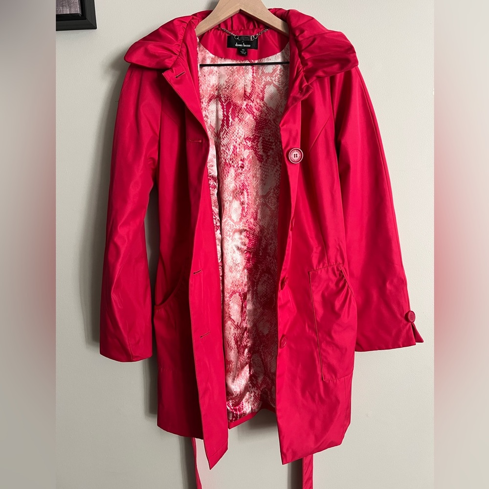 Dennis Basso Hot Pink Belted Peacoat